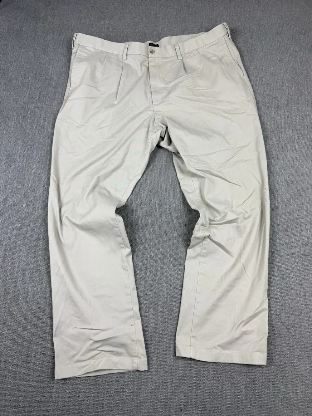 Dockers Men’s Khaki Pants 46x32 Beige Pleated Stretch Big Tall Chinos